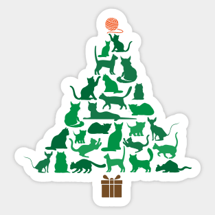 Merry Catmas Cat Christmas Tree Sticker